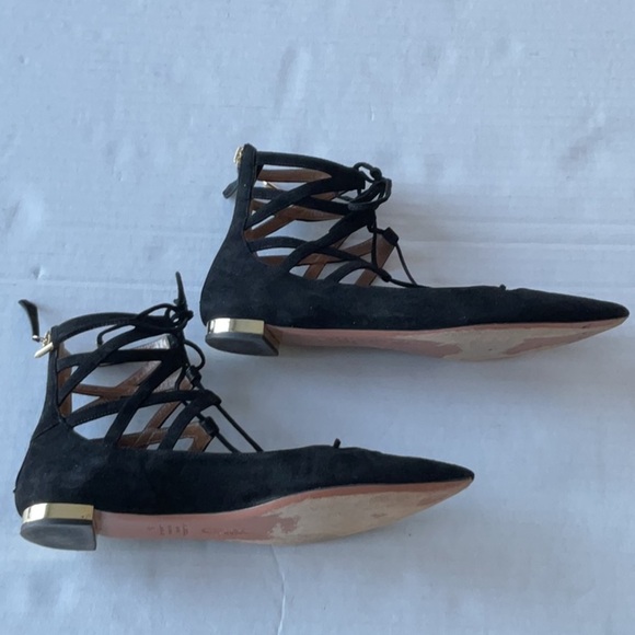 Aquazzura Belgravia lace up flats black suede  Size 39 US size 9) - Picture 6 of 11